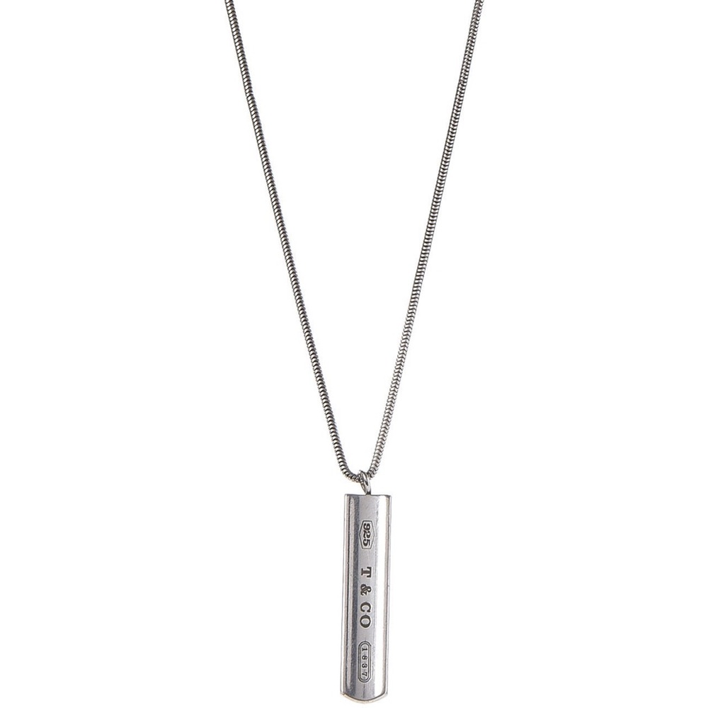 Tiffany & co silver 1837 bar pendent necklace